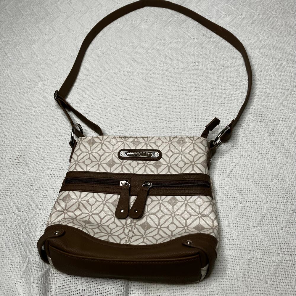 Rosetti Womens Messenger Bag Purse Brown & Off-White Colors